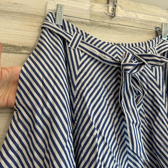 NWOT Madewell Poplin Flared Midi Skirt in Stripe Cotton Navy White Sz 6 NO935 - Picture 6 of 13